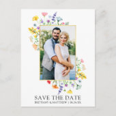 Waterverf Wildflower foto Opslaan van de datum Briefkaart (Voorkant)