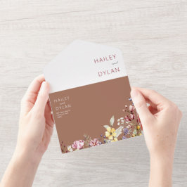 Waterverf Wildflower Fotozegel en verzend All In One Uitnodiging