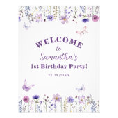 Waterverf Wildflower Garden 1e Verjaardag Welkom Foto Afdruk (Voorkant)
