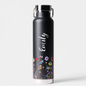 Waterverf Wildflower Garden Monogram Naam Waterfles (Voorkant)