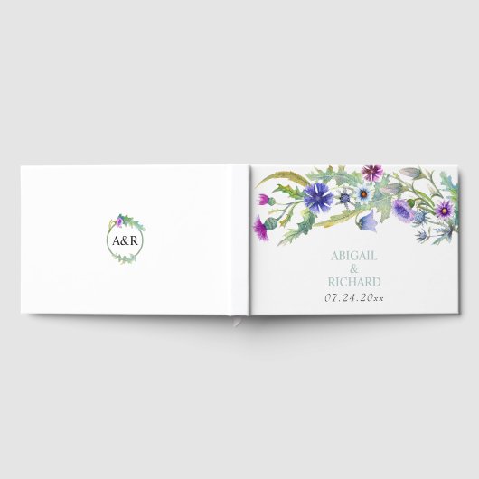 Waterverf Wildflower Garland lente bruiloft Gastenboek (Volledig)
