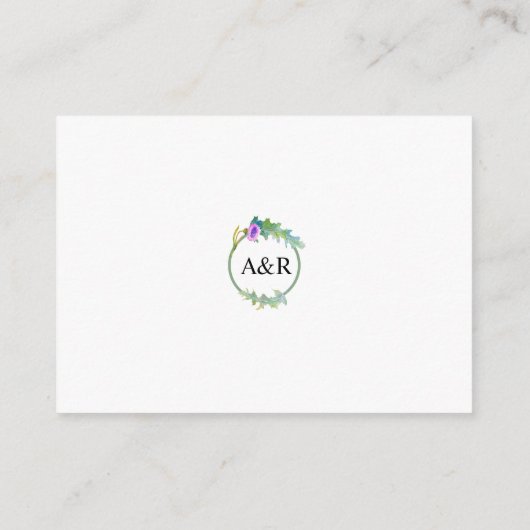 Waterverf Wildflower Garland lente bruiloft Informatiekaartje (Achterkant)