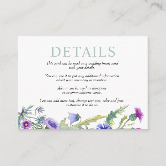 Waterverf Wildflower Garland lente bruiloft Informatiekaartje (Voorkant)