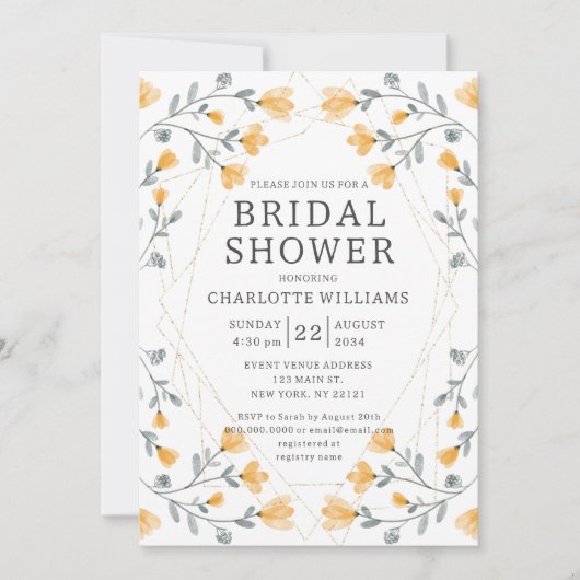 Waterverf Wildflower Geel Vrijgezellenfeest Kaart (Voorkant)