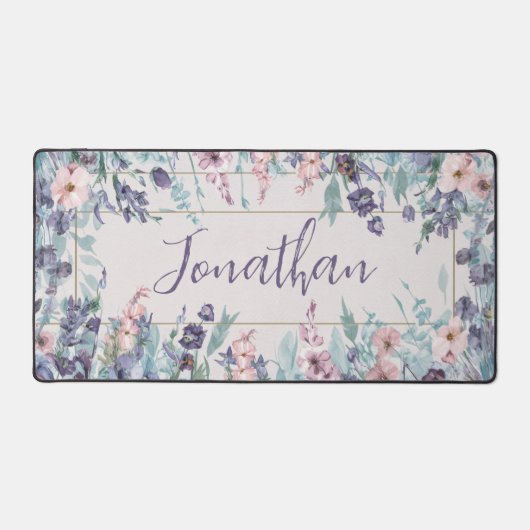 Waterverf Wildflower gepersonaliseerd Bureaumat (Voorkant)