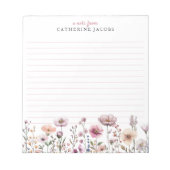 Waterverf Wildflower gepersonaliseerd Notitieblok (Voorkant)