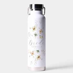 Waterverf Wildflower gepersonaliseerde bruid Waterfles