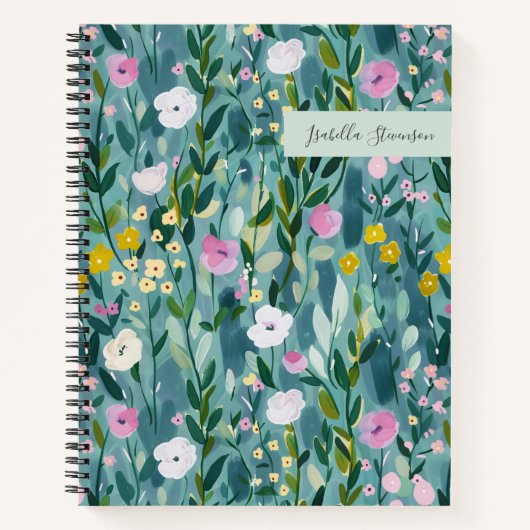Waterverf Wildflower gepersonaliseerde schetsboek  Notitieboek (Voorkant)