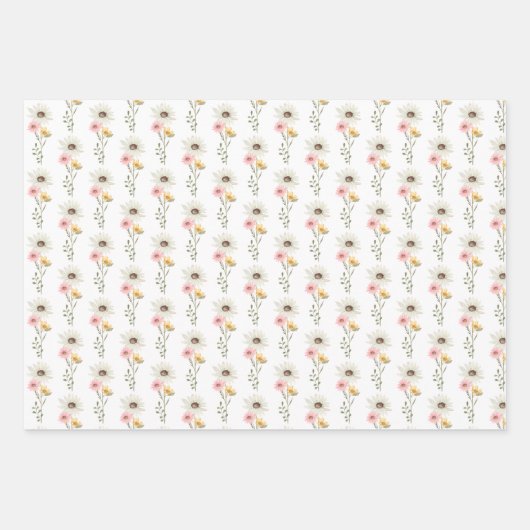 Waterverf Wildflower Gepersonaliseerde Verjaardag  Inpakpapier Vel (Voorkant 3)