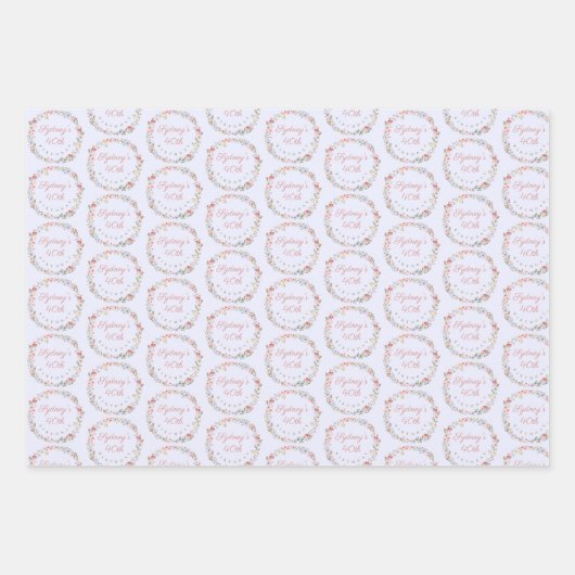 Waterverf Wildflower Gepersonaliseerde Verjaardag  Inpakpapier Vel (Voorkant 2)