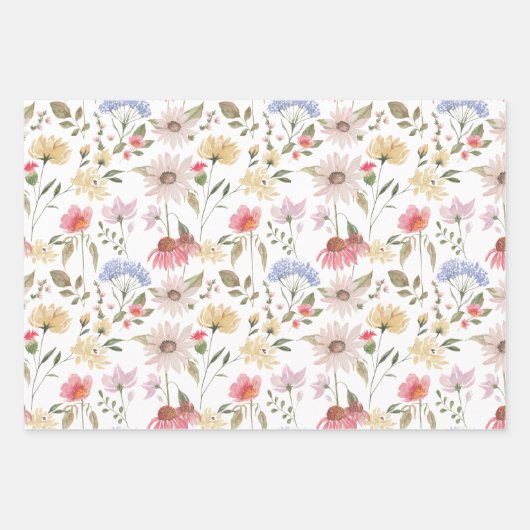 Waterverf Wildflower Gepersonaliseerde Verjaardag  Inpakpapier Vel (Voorkant)