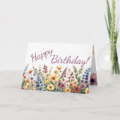 Waterverf Wildflower gepersonaliseerde zomerverjaa Kaart (Voorkant)