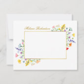 Waterverf Wildflower Gold Lijst Gepersonaliseerd Notitiekaartje (Voorkant)