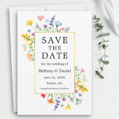 Waterverf Wildflower Goud Lijst Save The Date