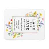 Waterverf Wildflower Goud Lijst Save The Date Magneet (Horizontaal)