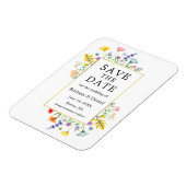Waterverf Wildflower Goud Lijst Save The Date Magneet (Linkerzijde)