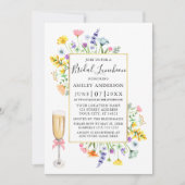 Waterverf Wildflower Goud Roze Bruids Luncheon Kaart (Voorkant)