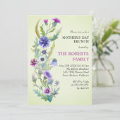 Waterverf wildflower groen Moederdag Brunch Kaart (Staand voorkant)