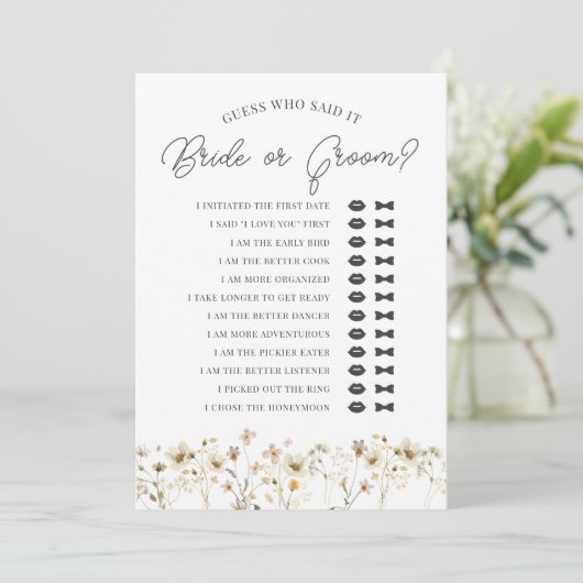 Waterverf Wildflower Guess bruid of bruidegom Kaar Kaart (Staand voorkant)