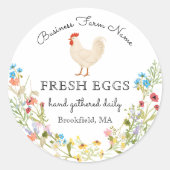 Waterverf Wildflower Hen Chicken Egg Karton Label (Voorkant)