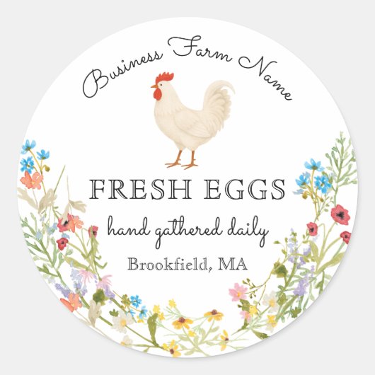 Waterverf Wildflower Hen Chicken Egg Karton Label (Voorkant)