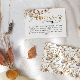 Waterverf Wildflower Herfst Baby shower boeken Informatiekaartje