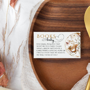 Waterverf Wildflower Herfst Baby shower boeken Informatiekaartje