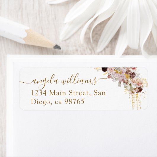 Waterverf Wildflower Herfst Elegant Vrijgezellenfe Etiket (Insitu)