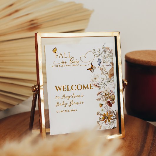 Waterverf Wildflower Herfst in Liefde Baby shower Poster