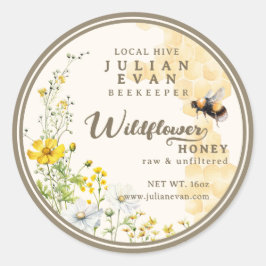 Waterverf Wildflower Honingraat Bee Honey Label