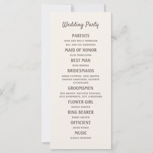 Waterverf Wildflower huwelijksprogramma (Achterkant)