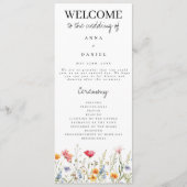Waterverf Wildflower huwelijksprogramma Programmakaart (Voorkant)