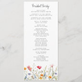 Waterverf Wildflower huwelijksprogramma Programmakaart (Achterkant)