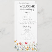 Waterverf Wildflower huwelijksprogramma Programmakaart (Voorkant / Achterkant)