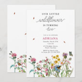 Waterverf Wildflower Insecten Bloemen 1e Verjaarda Kaart (Voorkant / Achterkant)