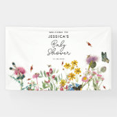 Waterverf Wildflower Insecten Bloemen Baby shower Spandoek (Horizontaal)