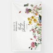 Waterverf Wildflower Insecten Bloemen Baby shower Spandoek (Verticaal)