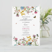 Waterverf Wildflower Insecten Bloemen Meisje Verja Kaart (Staand voorkant)