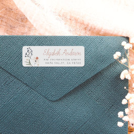 Waterverf Wildflower kalligrafie retouradres Etiket