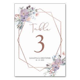 Waterverf Wildflower Koper Geometrische bruiloft Kaart