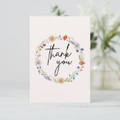 Waterverf Wildflower krans Bedankkaart (Staand voorkant)