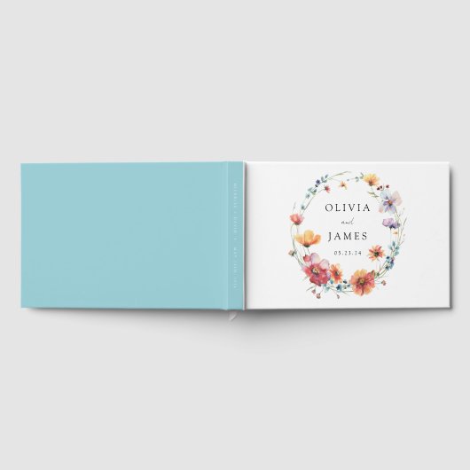 Waterverf Wildflower Krans Bloemen Bruiloft Gastenboek (Volledig)