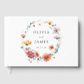 Waterverf Wildflower Krans Bloemen Bruiloft Gastenboek (Voorkant)