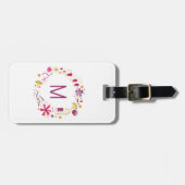 Waterverf Wildflower Krans Monogram Gepersonalisee Bagagelabel (Voorkant horizontaal)