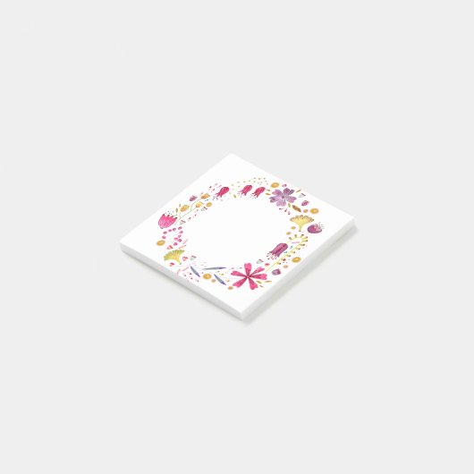 Waterverf Wildflower krans Post-it® Notes (Schuin)