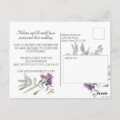 Waterverf Wildflower Lavendel Wijzig de datum Briefkaart (Achterkant)