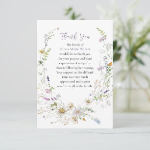 Waterverf Wildflower Lavender Funeral Bedankt