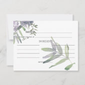 Waterverf Wildflower Lavender Wedding Recipcard Notitiekaartje (Voorkant)