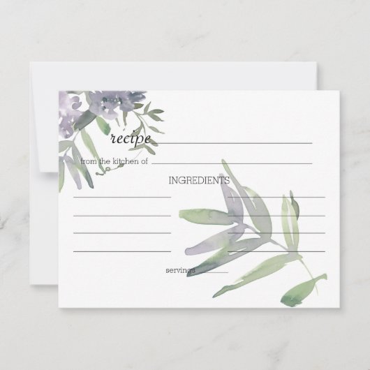 Waterverf Wildflower Lavender Wedding Recipcard Notitiekaartje (Voorkant)