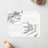 Waterverf Wildflower Lavender Wedding Recipcard Notitiekaartje (Voorkant / Achterkant in situ)